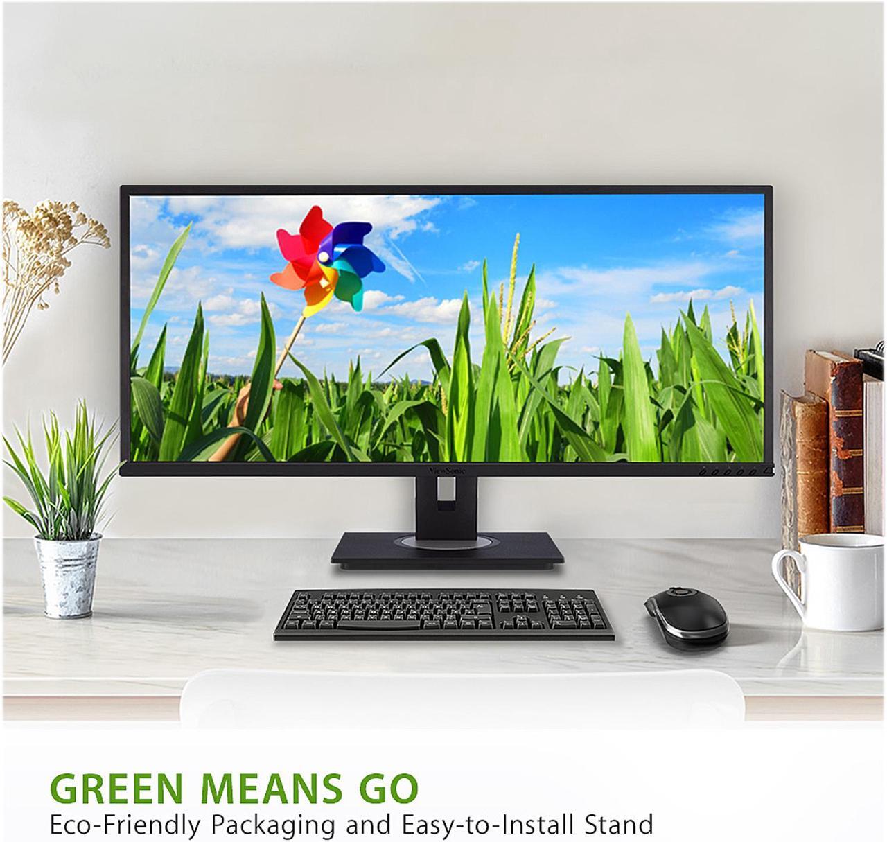Alt view image 3 of 13 - ViewSonic VG3448 34 Inch Ultra-Wide 21:9 WQHD Ergonomic Monitor with HDMI DisplayPort USB, 40 Degree Tilt and FreeSync for Home and Office
