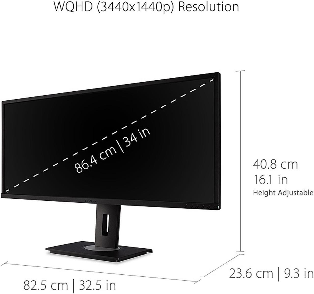 Alt view image 4 of 13 - ViewSonic VG3448 34 Inch Ultra-Wide 21:9 WQHD Ergonomic Monitor with HDMI DisplayPort USB, 40 Degree Tilt and FreeSync for Home and Office