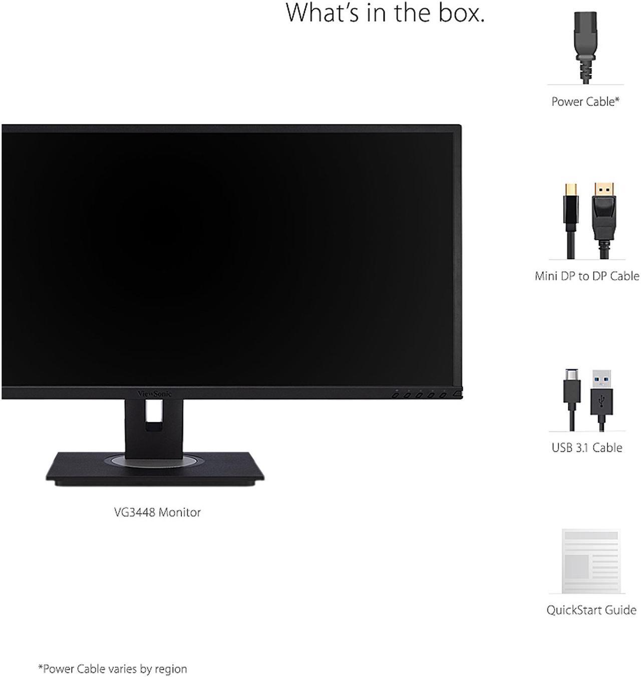 Alt view image 6 of 13 - ViewSonic VG3448 34 Inch Ultra-Wide 21:9 WQHD Ergonomic Monitor with HDMI DisplayPort USB, 40 Degree Tilt and FreeSync for Home and Office