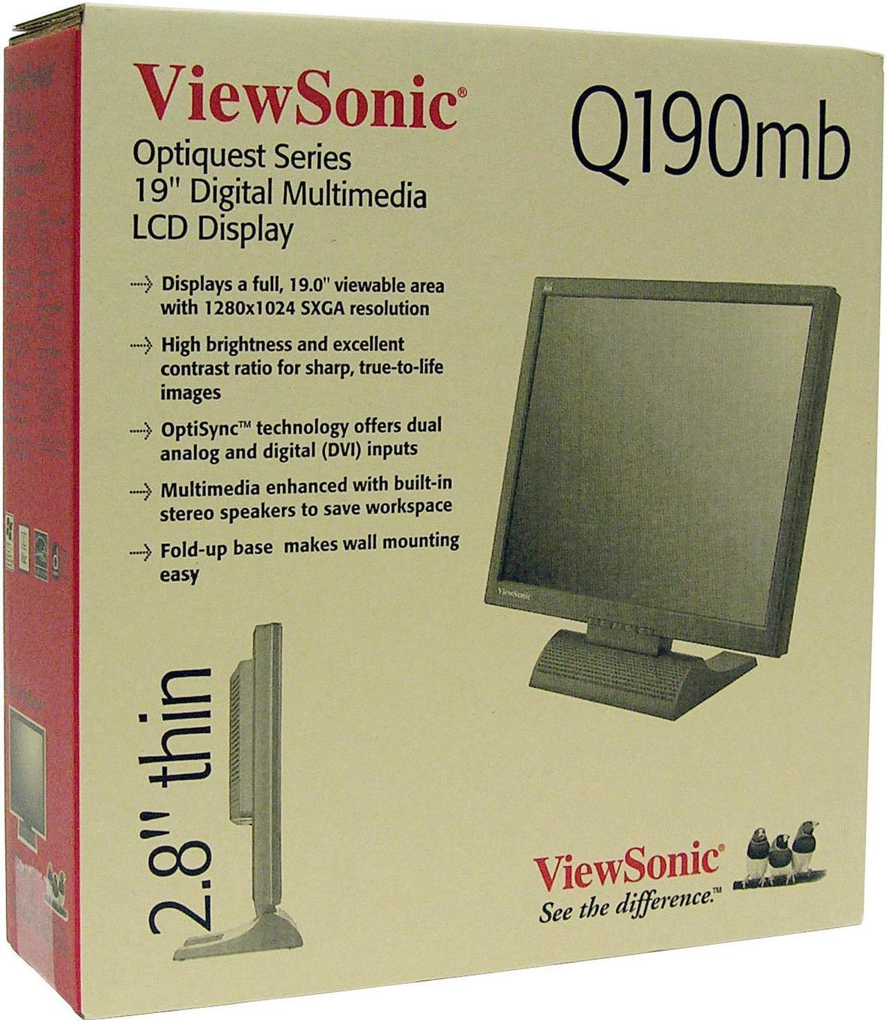 Alt view image 10 of 10 - ViewSonic 19" Active Matrix, TFT LCD SXGA LCD Monitor 25 ms Optiquest Series Q190MB
