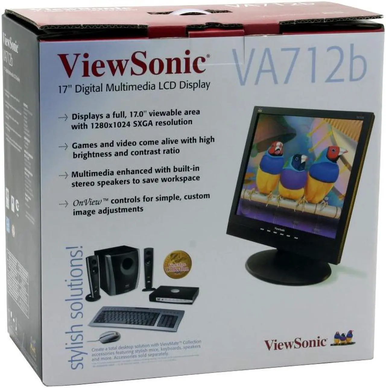 Alt view image 8 of 8 - ViewSonic 17" Active Matrix, TFT LCD SXGA LCD Monitor 8 ms D-Sub, DVI-D Value Series VA712B