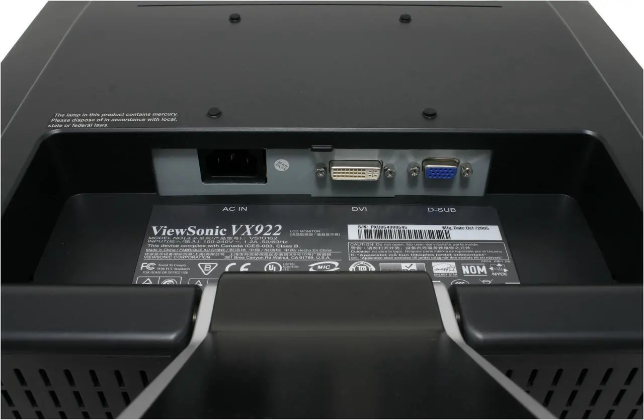 Alt view image 7 of 10 - ViewSonic 19" Active Matrix, TFT LCD SXGA LCD Monitor 2 ms D-Sub, DVI-D X Series VX922