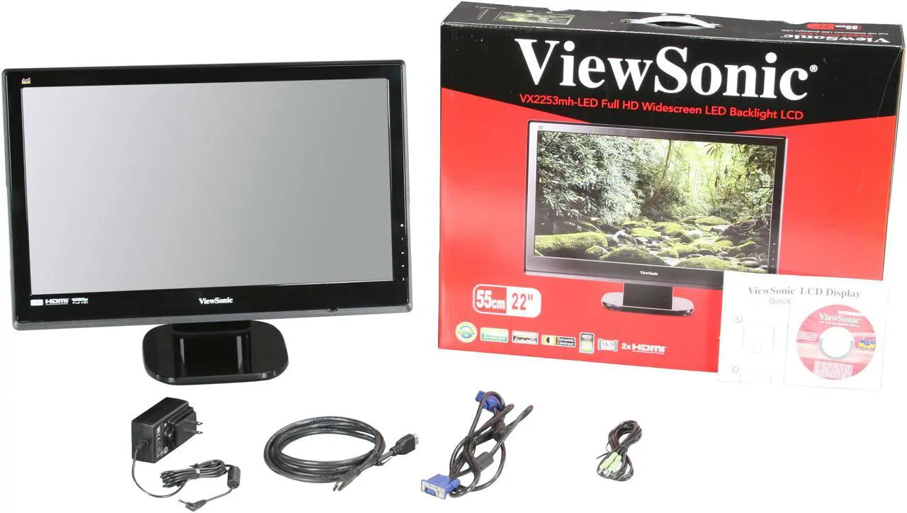 Alt view image 7 of 7 - ViewSonic VX2253mh-LED Black 22" Full HD HDMI LED Backlight LCD Monitor Slim Design w/Speakers 300 cd/m2 DC 30,000,000:1 (1,000:1)
