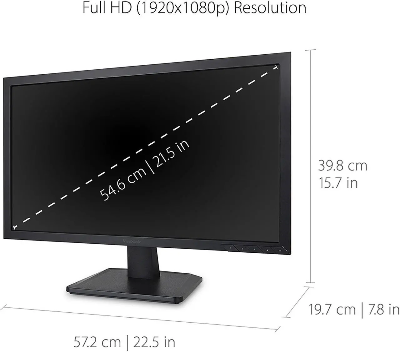 Alt view image 4 of 14 - ViewSonic VA2252SM 22 Inch 1080p LED Monitor DisplayPort DVI and VGA Inputs for Home and Office