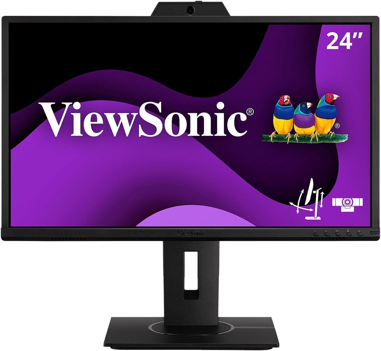 ViewSonic VG2440V 24 Inch 1080p IPS Video Conferencing Monitor with Integrated 2MP Camera, Microphone, Speakers, Eye Care, Ergonomic Design, HDMI DisplayPort VGA Inputs for Home and Office