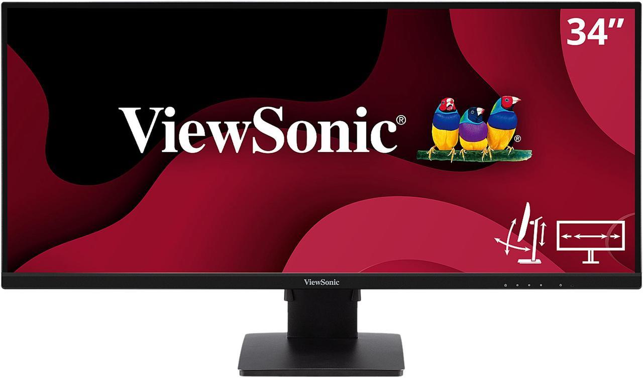 ViewSonic VA3456-MHDJ 34 Inch 21:9 UltraWide WQHD 1440p Monitor Frameless IPS with Ergonomics Design HDMI and DisplayPort Inputs for Home and Office