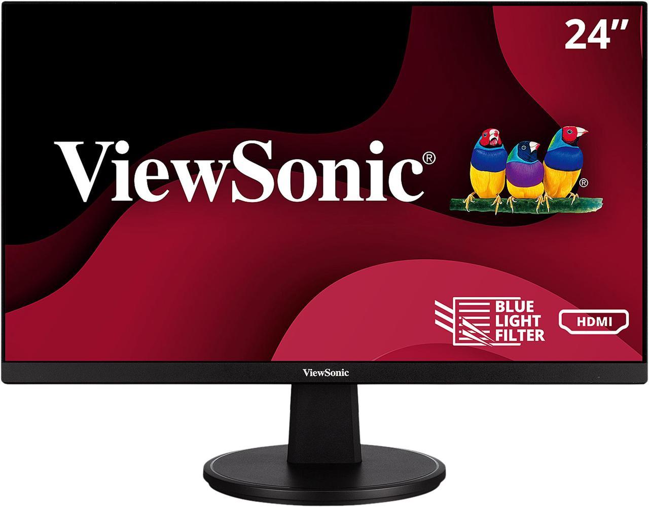 ViewSonic VA2447-MH 24 Inch Full HD 1080p Monitor with Ultra-Thin Bezel, Adaptive Sync, 75Hz, Eye Care, and HDMI, VGA Inputs for Home and Office