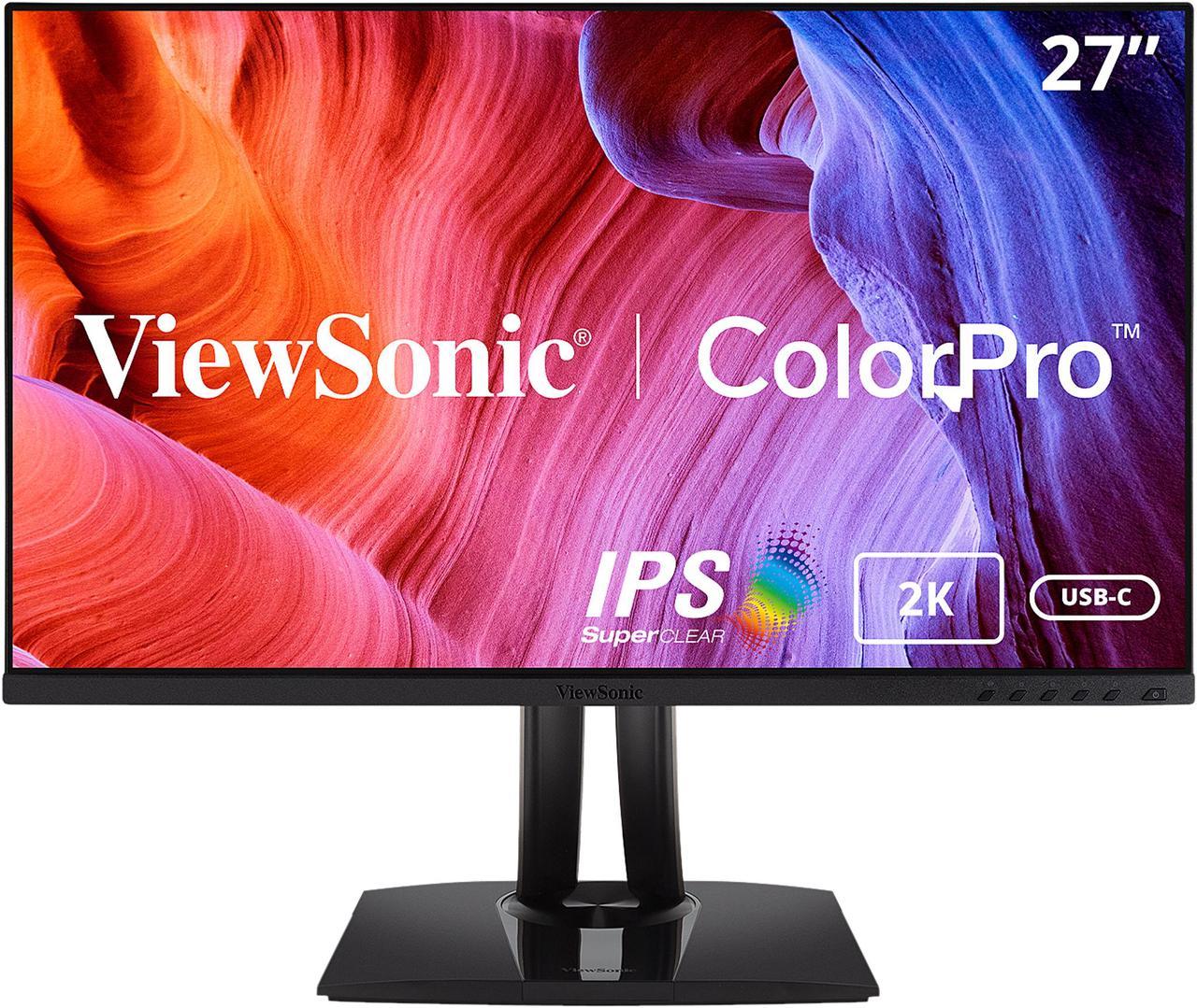 ViewSonic VP2756-2K 27 Inch Premium IPS 1440p Frameless Ergonomic Monitor with Color Accuracy, Pantone Validated, Factory Calibrated, HDMI, DisplayPort and USB Type C for Professional Home and Office