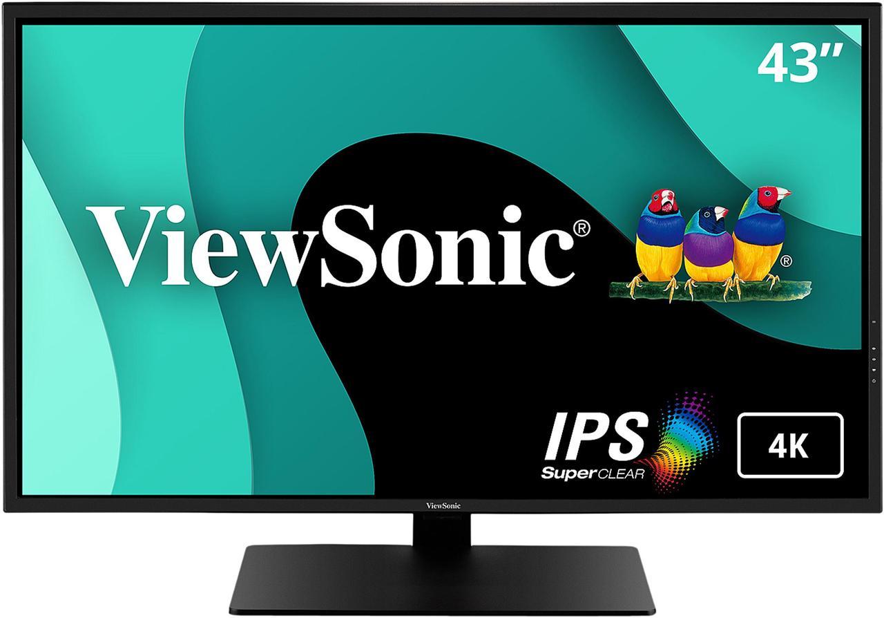 ViewSonic VX4381-4K 43 Inch Ultra HD MVA 4K Monitor Frameless Widescreen with HDR10 Support, Eye Care, HDMI, USB, DisplayPort for Home and Office