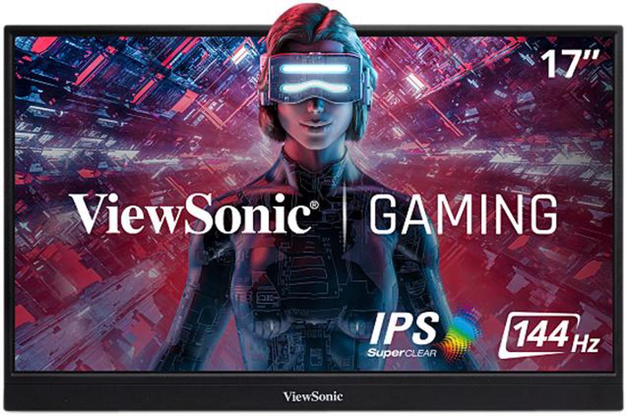 ViewSonic VX1755 17 Inch 1080p Portable IPS Gaming Monitor with 144Hz, Mobile Ergonomics, AMD FreeSync Premium, USB-C, and HDMI for Home and Esports