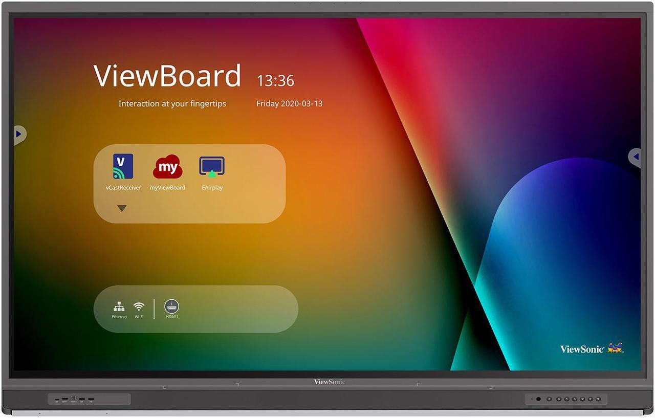 ViewSonic IFP6552-1C-E1 65" 4K UHD Interactive Display with Integrated Microphone Bundle with Wall Mount