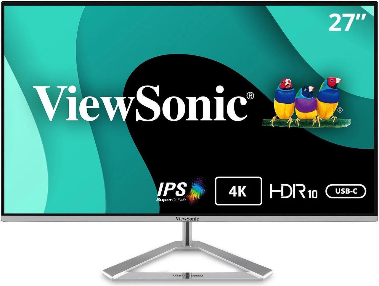 ViewSonic VX2776-4K-MHDU 27 Inch 4K IPS Monitor with Ultra HD resolution, 2 Way Powered 65W USB C, HDR10 Content Support, Thin Bezels, HDMI and DisplayPort