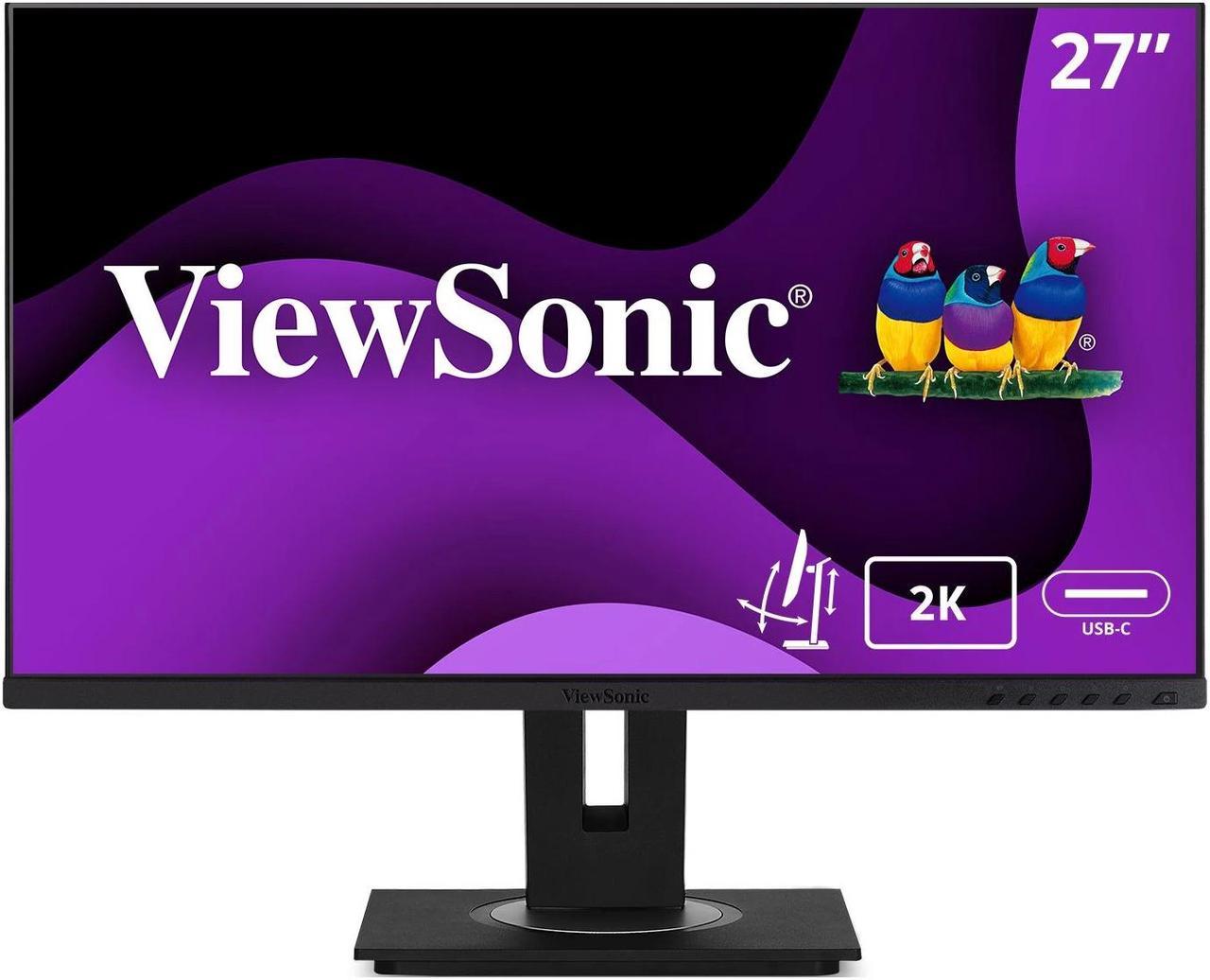 ViewSonic VG2756A-2K 27 Inch IPS 1440p Docking Monitor with 100W USB C, RJ45, HDMI, Display Port and 40 Degree Tilt Ergonomics for Home and Office