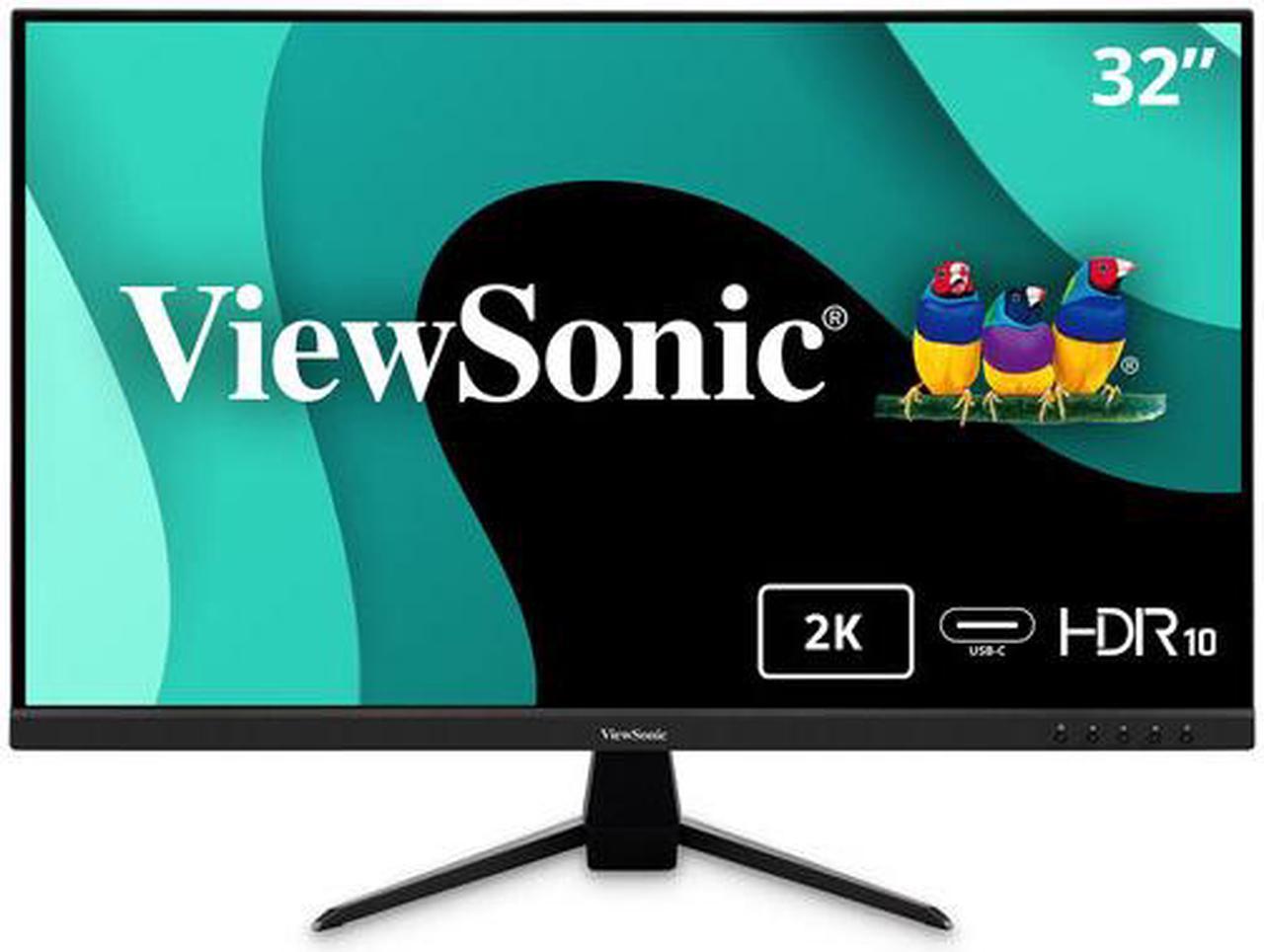 ViewSonic VX3267U-2K 32 Inch 1440p IPS Monitor with 65W USB C, HDR10 Content Support, Ultra-Thin Bezels, Eye Care, HDMI, and DP input