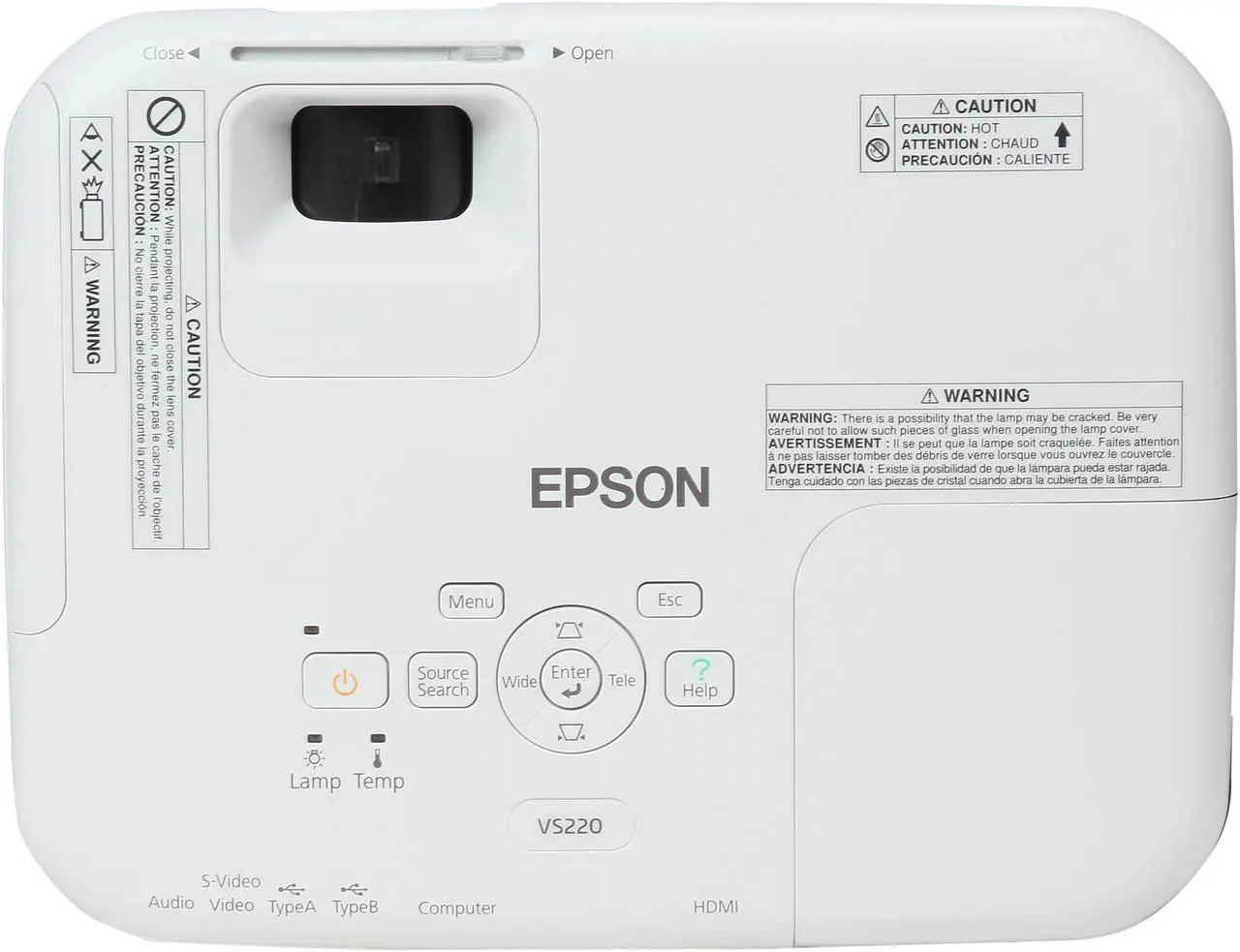 Alt view image 6 of 9 - EPSON VS220 800 x 600 2700 lumens 3LCD Projector 3000:1