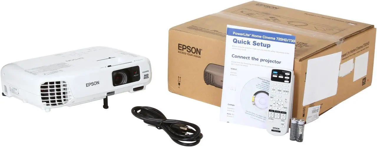 Alt view image 8 of 8 - Epson PowerLite Home Cinema 730HD 1280x800 WXGA 3000 ANSI Lumens, 16:10 Aspect Ratio, HDMI/VGA Inputs, Kensington Security, Keystone Correction, 3LCD Projector