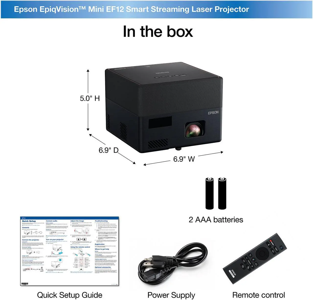 Alt view image 7 of 9 - Epson EpiqVision Mini EF12 Smart Streaming Laser Projector, HDR, Android TV, Portable, sound by Yamaha, 3LCD, Full HD 1080p, 1000 lumens Color Brightness (Color Light Output), 1000 lumens White Bright