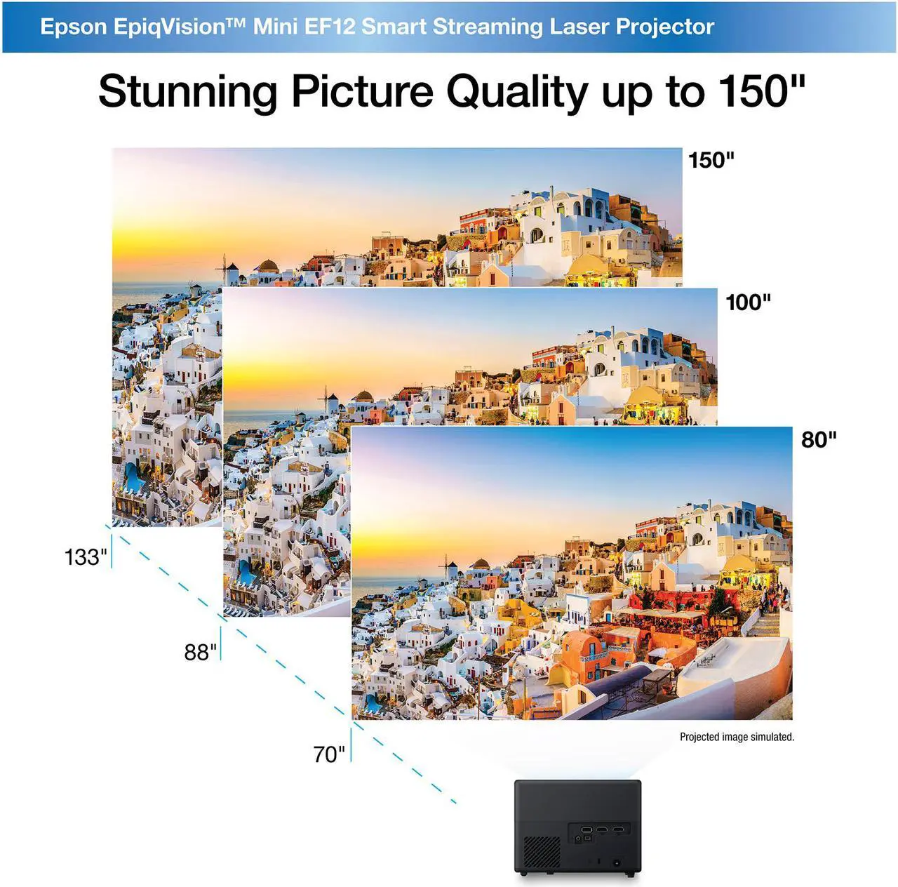 Alt view image 8 of 9 - Epson EpiqVision Mini EF12 Smart Streaming Laser Projector, HDR, Android TV, Portable, sound by Yamaha, 3LCD, Full HD 1080p, 1000 lumens Color Brightness (Color Light Output), 1000 lumens White Bright