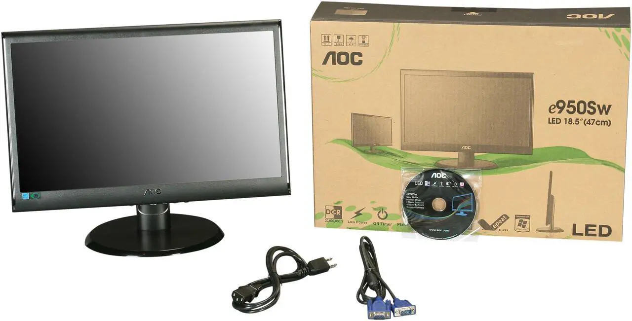 Alt view image 7 of 7 - AOC 19" 60 Hz LCD Monitor 5 ms D-Sub e950Sw