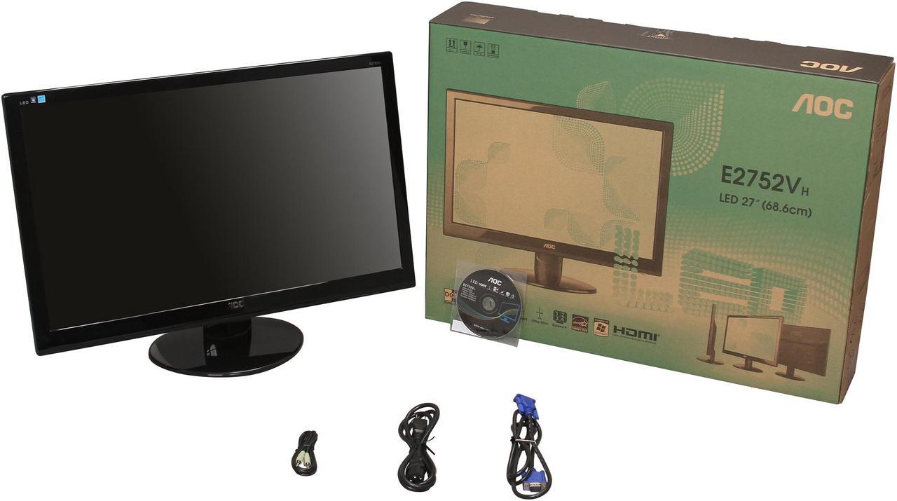 Alt view image 7 of 7 - AOC 27" 60 Hz LCD Monitor 2 ms D-Sub, DVI, HDMI e2752Vh
