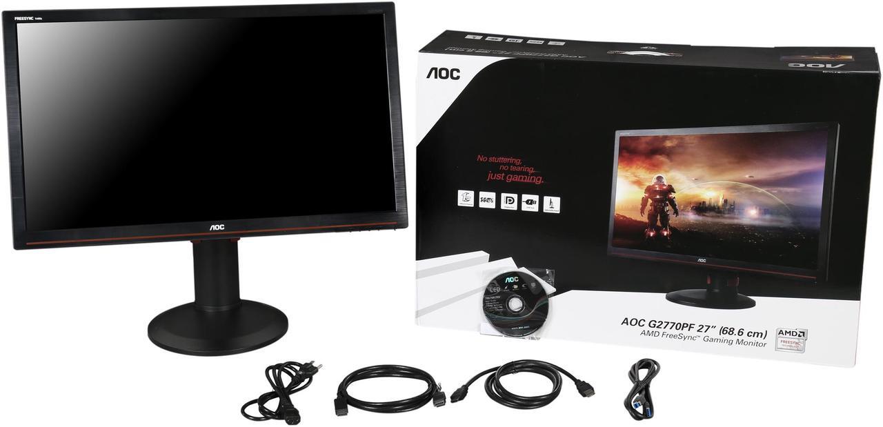 Alt view image 11 of 10 - AOC G2770PF 27" Gaming Monitor, FreeSync, FHD (1920x1080), TN Panel, 144Hz, 1ms, Height Adjustable, DisplayPort, HDMI, USB