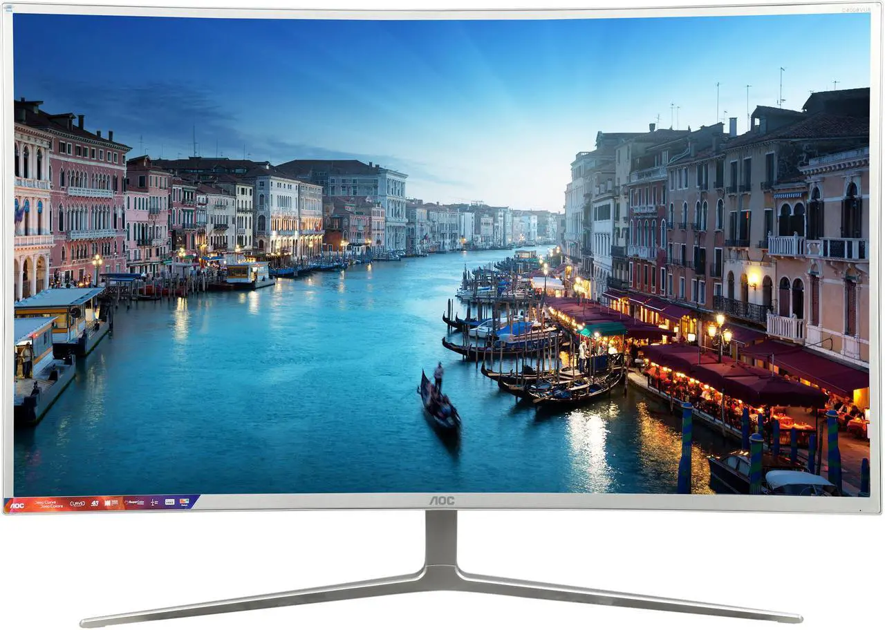 Alt view image 2 of 7 - AOC C4008VU8 White / Silver 40" Curved 4K UHD Display with 10-Bit Color 5ms HDMI Widescreen LED Backlight LCD Monitor 300 cd/m2 DCR 20,000,000:1
