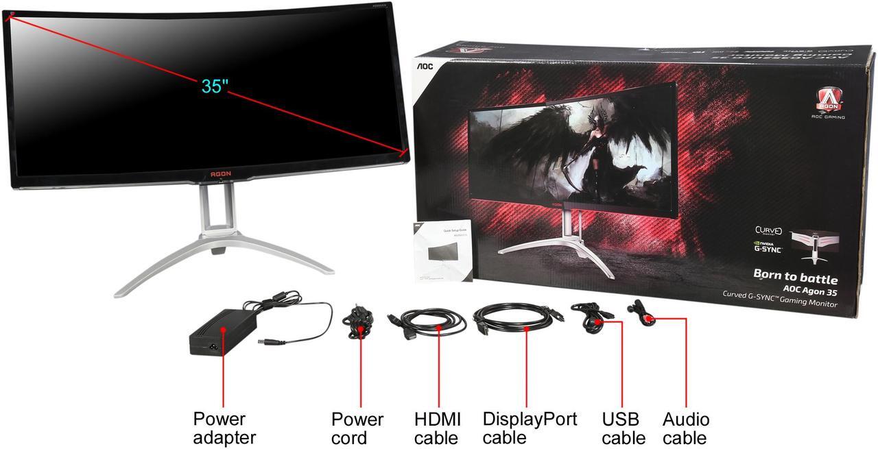 Alt view image 10 of 10 - AOC AGON AG352UCG 35" Curved Gaming Monitor, G-SYNC, WQHD (3440 x 1440), VA Panel, 100Hz, Height Adjustable, DisplayPort, HDMI, USB 3.0