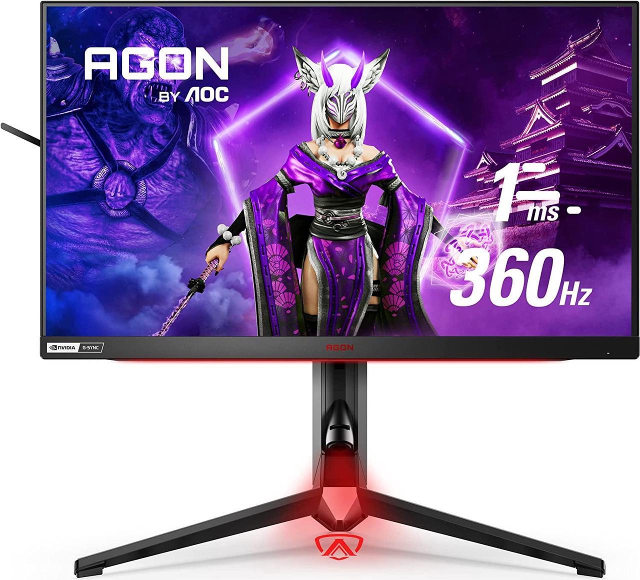 AOC Agon PRO AG254FG 25" Tournament Gaming Monitor, FHD 1920x1080, 360Hz, 1ms, DisplayHDR 400, G-SYNC + Reflex, Console Ready, Light FX, Low Input Lag, Height-Adjustable