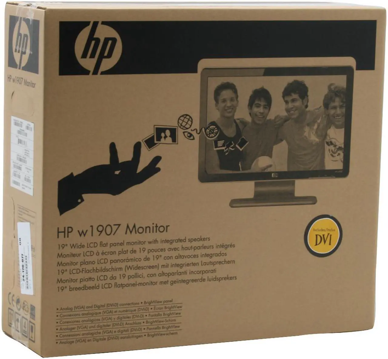 Alt view image 13 of 13 - HP w1907 Black-Silver 19" 5ms Widescreen LCD Monitor 300 cd/m2 1000:1 Built in Speakers w/ HDCP Support