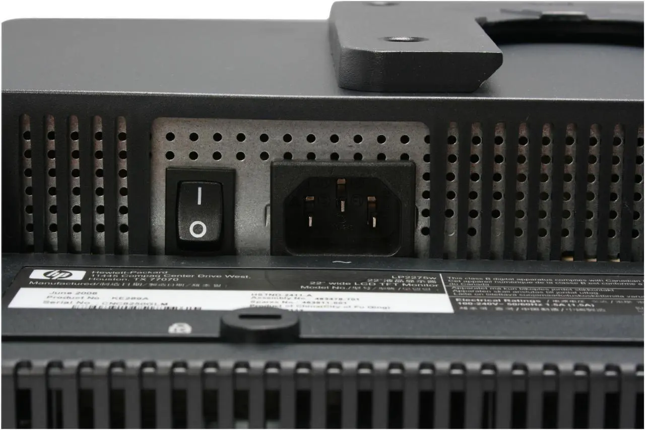 Alt view image 12 of 16 - HP LP2275w Black 22" 6ms(GTG) Widescreen LCD Monitor with DisplayPort input 300 cd/m2 1000:1 w/ Height, Swivel & Pivot Adjustments