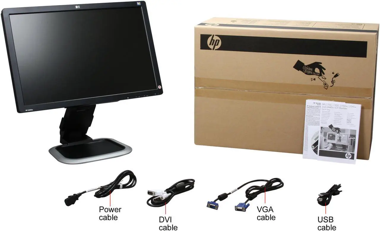 Alt view image 11 of 11 - HP L2445w Black 24" 5ms Widescreen LCD Monitor w/ Height & Pivot Adjustments 400 cd/m2 1000:1 w/ HDCP Support
