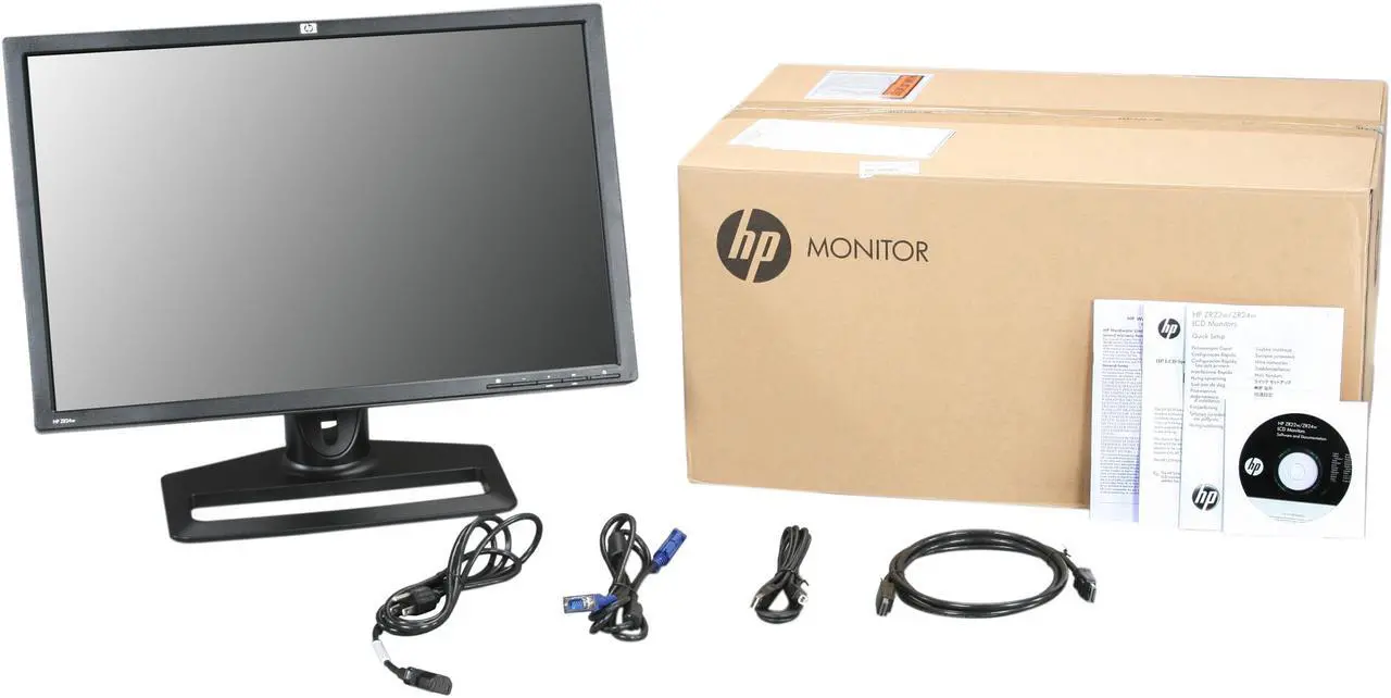 Alt view image 10 of 10 - HP ZR24w 24'' S-IPS Tilt&Swivel Adjustable Widescreen LCD Monitor w/5 USB hub & Display port 400 cd/m2 3000:1 DCR