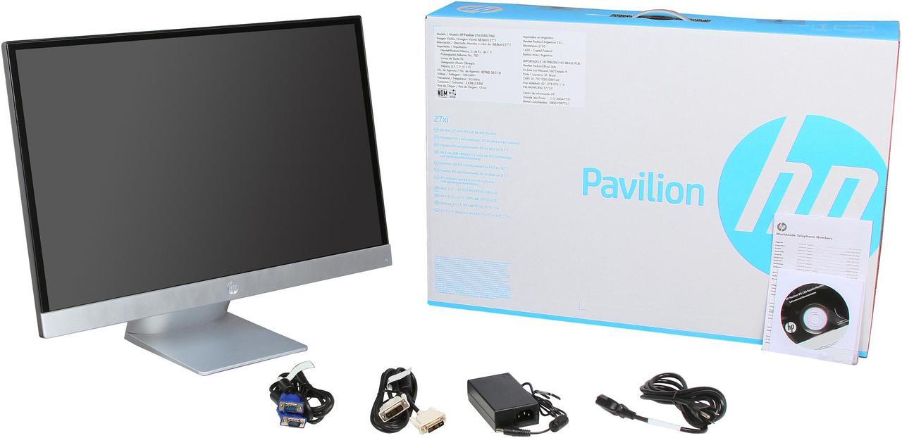 Alt view image 7 of 7 - HP Pavilion 27xi Silver / Black 27" 7ms IPS HDMI LED Backlight LCD Monitor 250 cd/m2 10,000,000:1