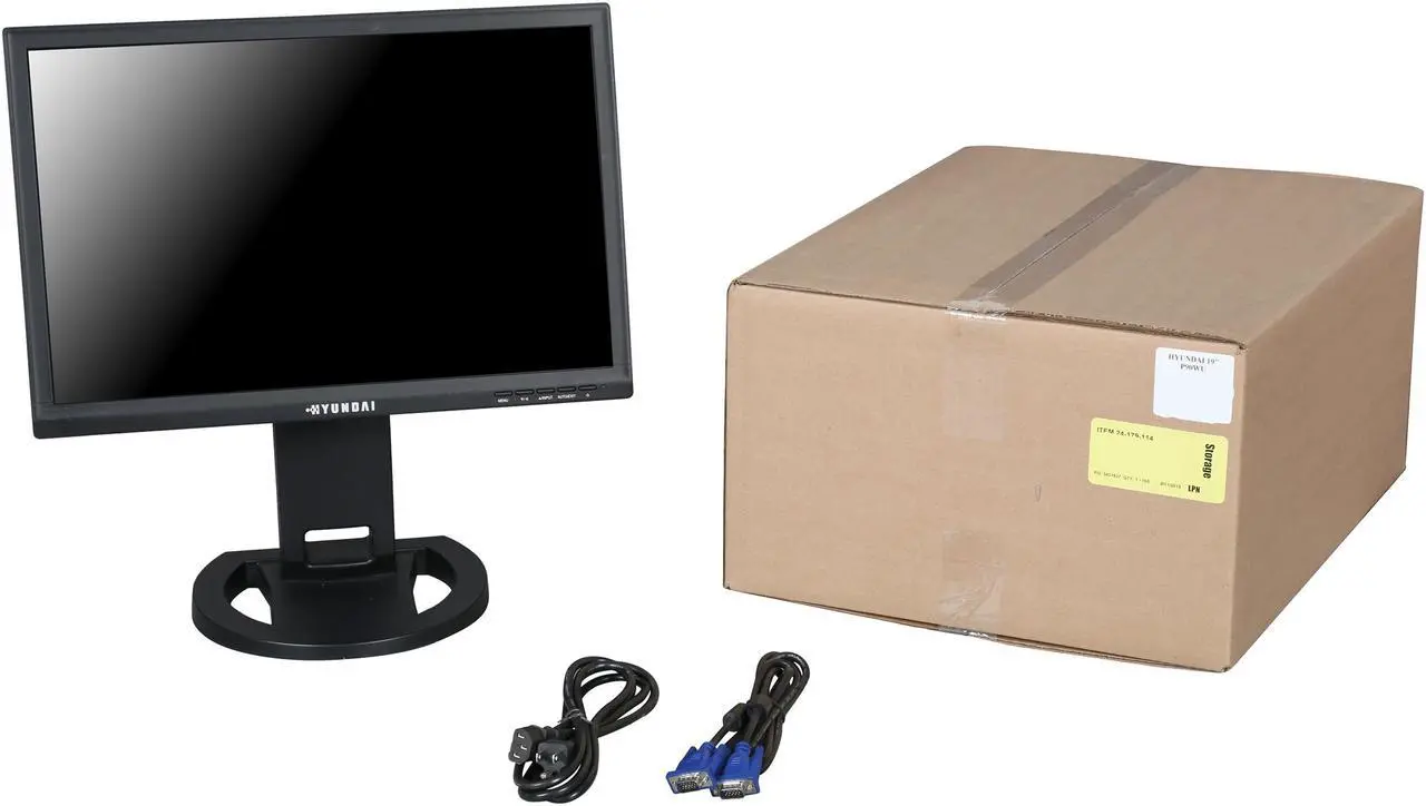 Alt view image 10 of 10 - Hyundai P90WU-K 19" Widescreen LCD Monitor w/ Speakers & USB Hub, Pivot, Swivel and Tilt