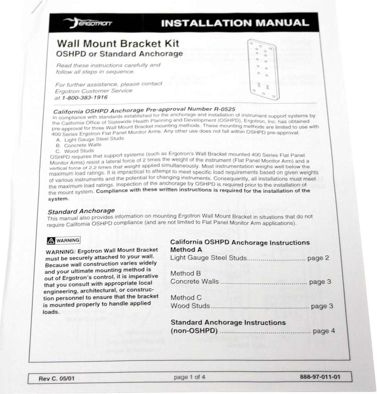 Alt view image 3 of 3 - Ergotron 97-101-003 Aluminum Wall Mount Plate