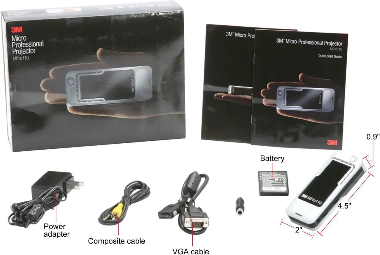 Alt view image 10 of 10 - 3M MPRO 110 640 x 480 10 ANSI lumens Portable Projector