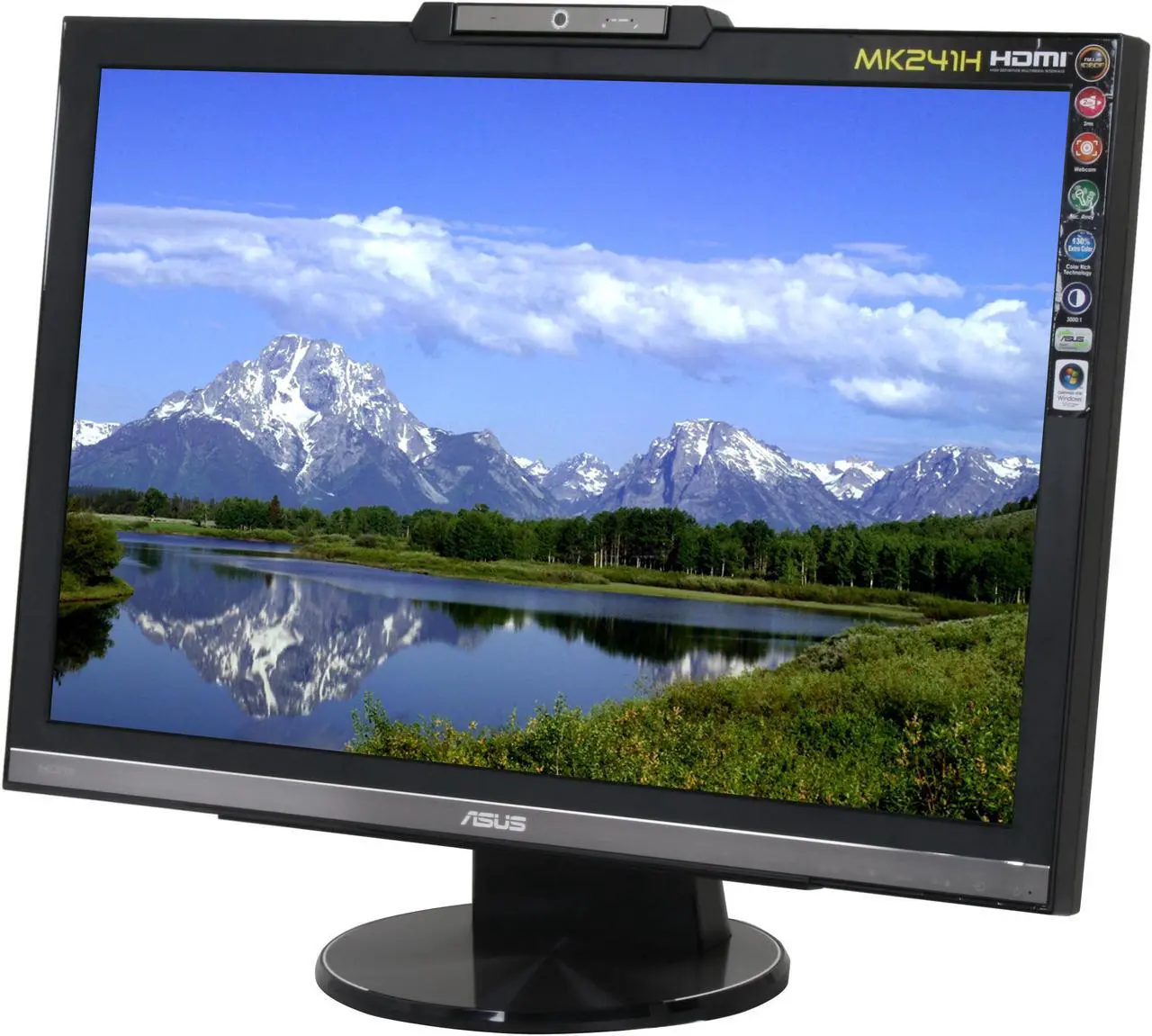 Main image of ASUS MK241H Black 24" 2ms HDMI Widescreen LCD Monitor with 1.3M Pixel Webcam 450 cd/m2 1000:1 (ASCR 3000:1)  Built in Speakers