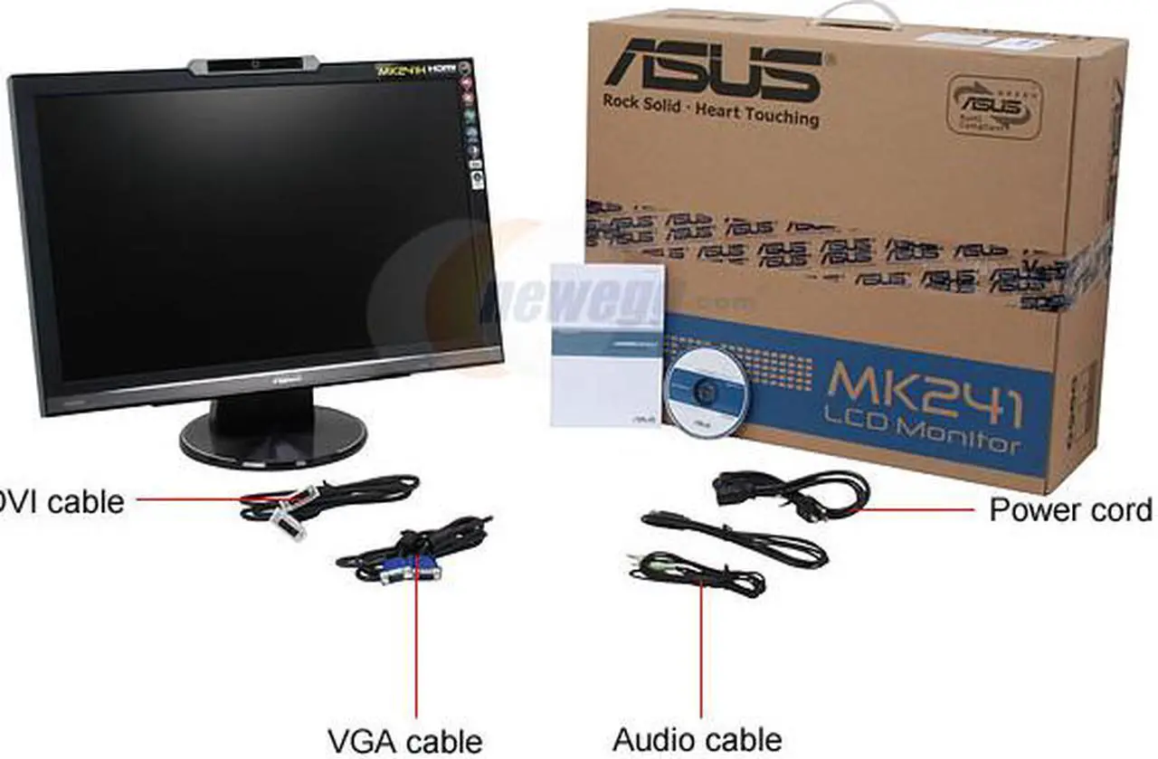 Alt view image 10 of 10 - ASUS MK241H Black 24" 2ms HDMI Widescreen LCD Monitor with 1.3M Pixel Webcam 450 cd/m2 1000:1 (ASCR 3000:1)  Built in Speakers