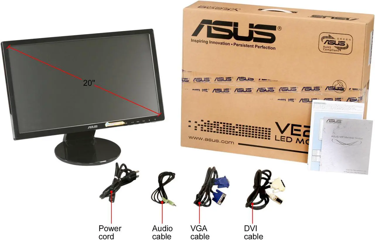Alt view image 8 of 8 - ASUS 20" HD+ LCD Monitor 5 ms D-Sub, DVI-D VE Series VE208T