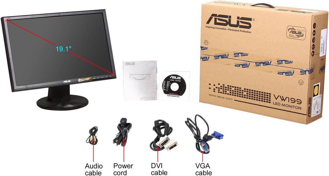 Alt view image 8 of 8 - ASUS VW Series VW199T-P Black 19.1" 1440 x 900 5ms Widescreen LED Backlight LCD Monitor, 250 cd/m2,  ASCR 10,000,000:1, Built-in Speakers