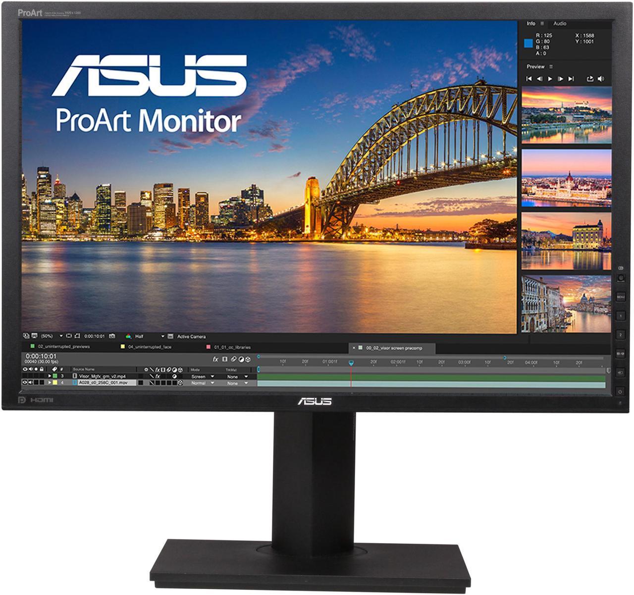 Main image of ASUS ProArt PA248Q Black 24" (Actual size 24.1") 6ms (GTG) 16:10, 1920 x 1200, IPS, 100% sRGB, Color Accuracy Delta E< 5, Flicker Free, HDMI, D-Sub, DisplayPort, DVI-D LCD Monitor