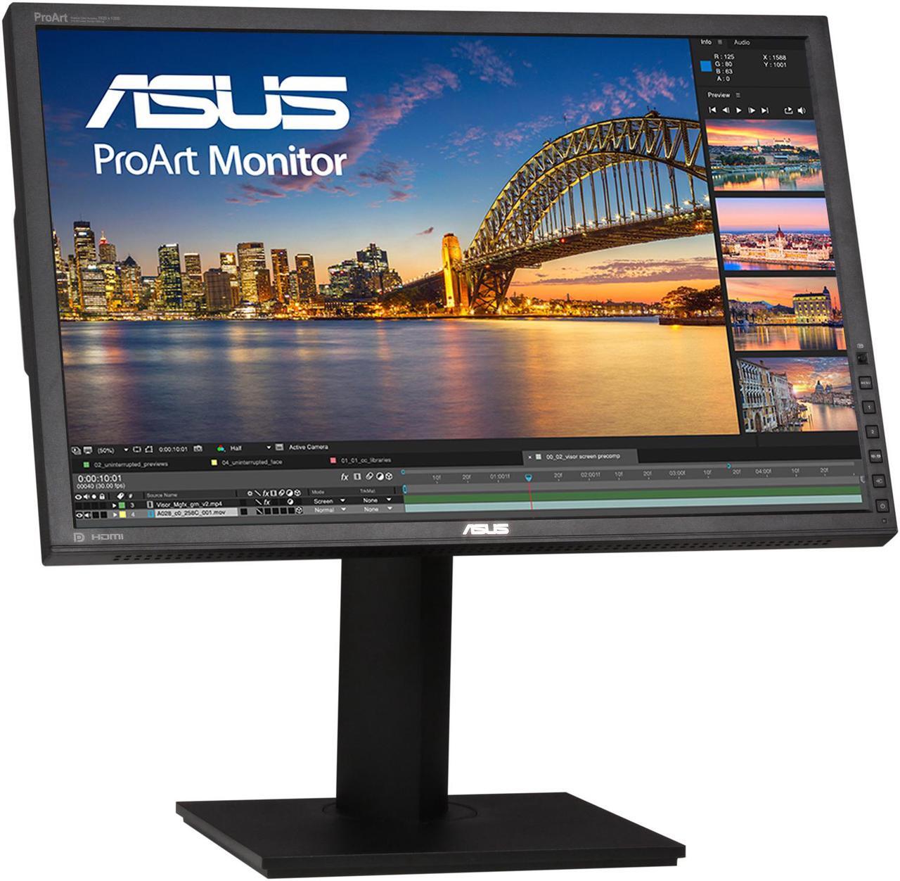 Alt view image 3 of 10 - ASUS ProArt PA248Q Black 24" (Actual size 24.1") 6ms (GTG) 16:10, 1920 x 1200, IPS, 100% sRGB, Color Accuracy Delta E< 5, Flicker Free, HDMI, D-Sub, DisplayPort, DVI-D LCD Monitor