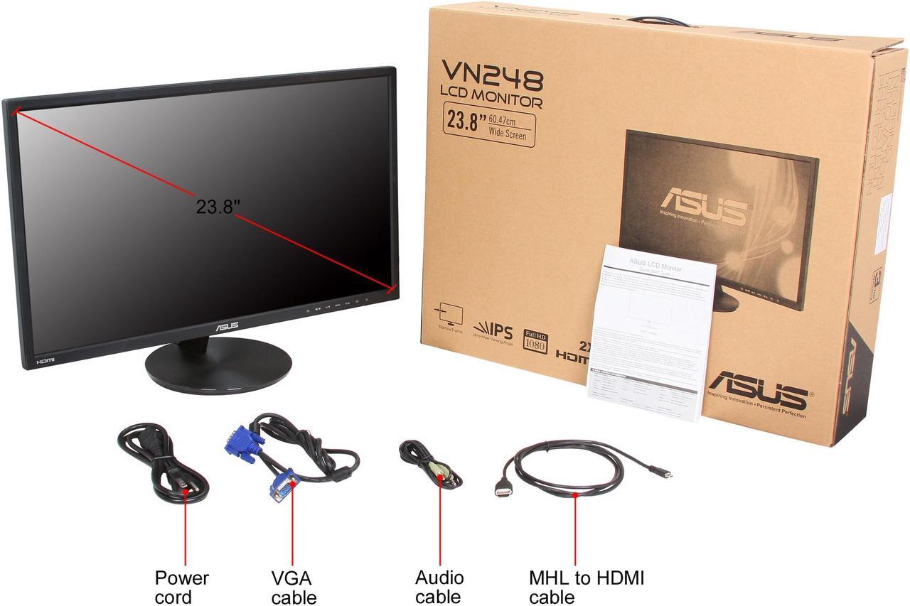 Alt view image 8 of 8 - ASUS VN248H-P 24" (Actual size 23.8") Full HD 1920 x 1080 VGA, 2x HDMI MHL Compatible Built-in Speakers Super Narrow Frame Design LED Backlit IPS Monitor