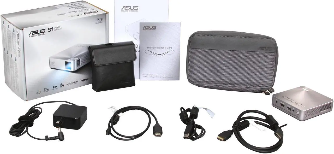 Alt view image 11 of 12 - Asus S1 Silver Portable LED Projector, 854 x 480, 1000:1, 200 ANSI Lumens, HDMI&MHL&USB, Built-in Speaker