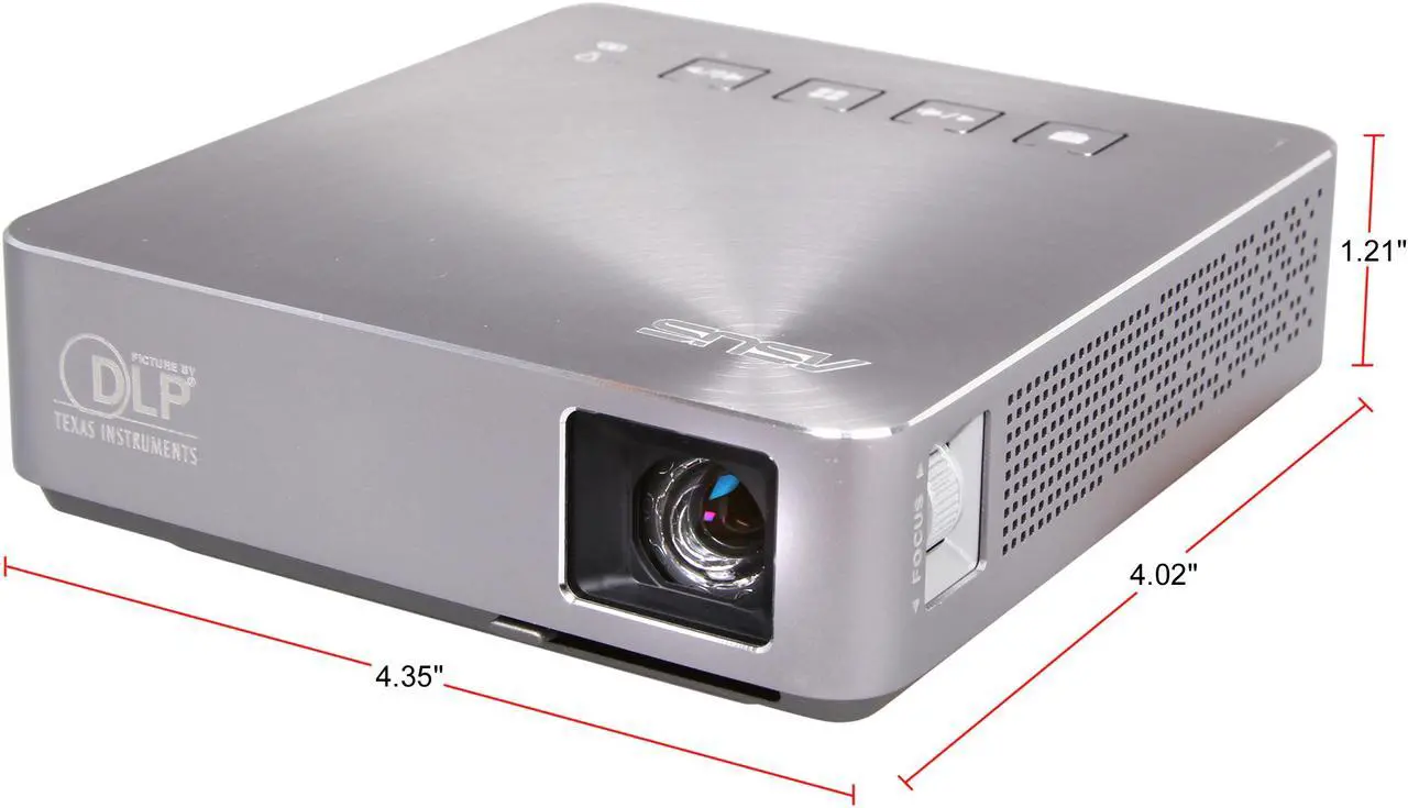 Alt view image 2 of 12 - Asus S1 Silver Portable LED Projector, 854 x 480, 1000:1, 200 ANSI Lumens, HDMI&MHL&USB, Built-in Speaker