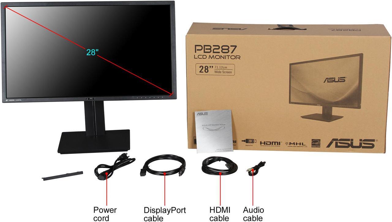 Alt view image 10 of 10 - ASUS 28" 60 Hz TN UHD 10-bit Color Monitor HDMI/MHL, DisplayPort PB287Q