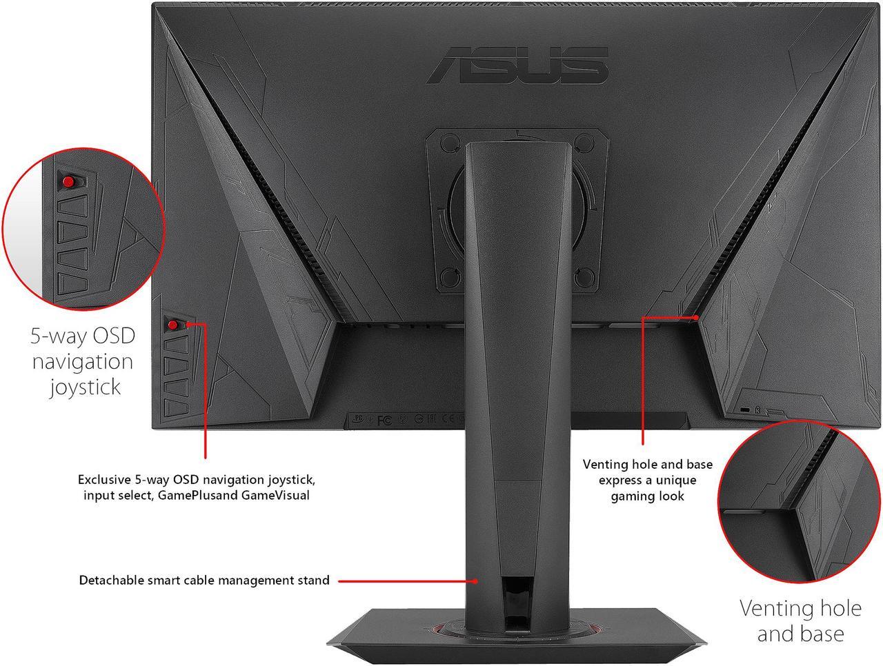 Alt view image 4 of 5 - ASUS MG248QR Black 24" eSports Gaming Monitor FHD (1920x1080) FreeSync/Adaptive Sync 144Hz 1ms VESA Height Adjustable Stand DP HDMI DVI 3.5mm Earphone Jack