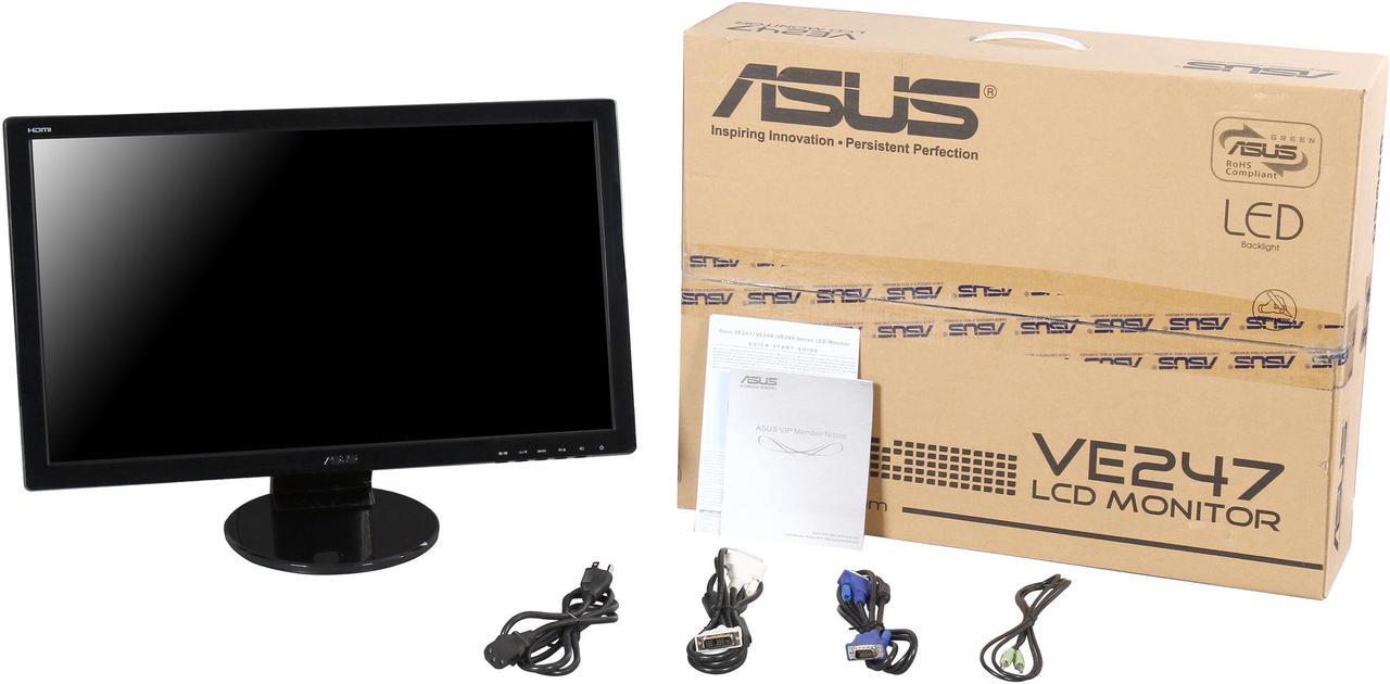Alt view image 7 of 7 - ASUS VE247H Black 23.6" HDMI Widescreen LED Backlight LCD Monitor 300 cd/m2 10,000,000:1 (ASCR) Built-in Speakers