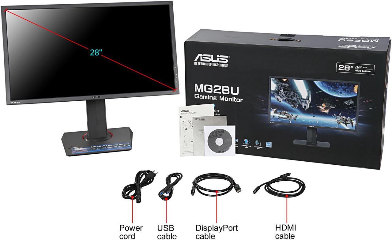 Alt view image 12 of 12 - ASUS MG28UQ Black 28" 1ms (GTG) 3840 x 2160 4K UHD Adaptive-Sync (FreeSync) Gaming Monitor, w/ Asus Exclusive GamePlus and Flicker Free Technology, Pivot & Height Adjustment, Built-in Speakers