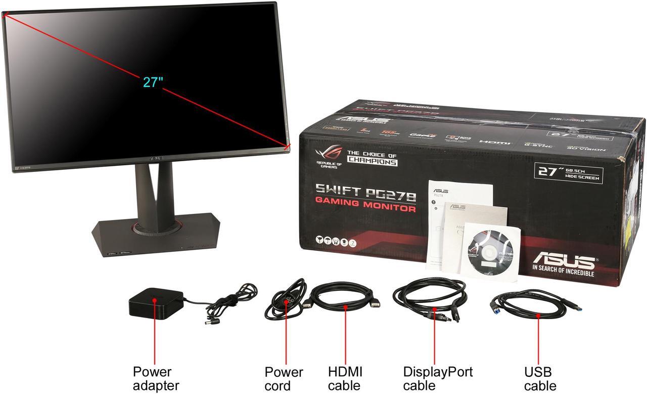 Alt view image 12 of 11 - Asus ROG Swift PG278QR 27" 2560x1440 1ms 165Hz G-SYNC DisplayPort HDMI Non-Glare Gaming Monitor